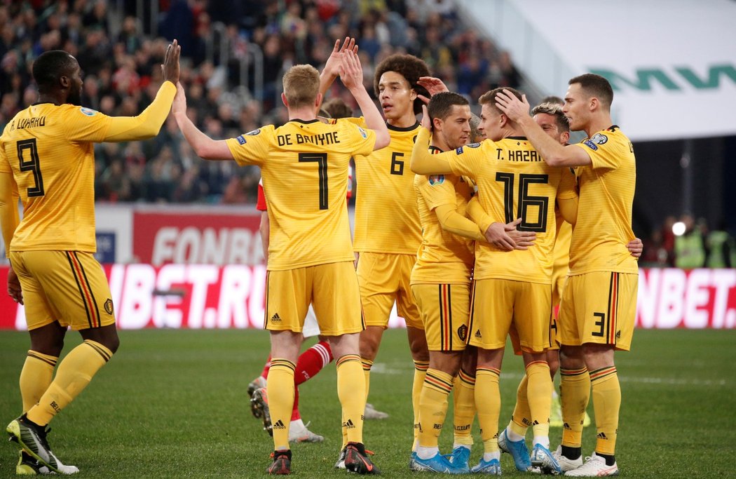 Fotbalisté Belgie v kvalifikaci o postup na EURO 2020 porazili Rusko a zajistili si první místo ve skupině