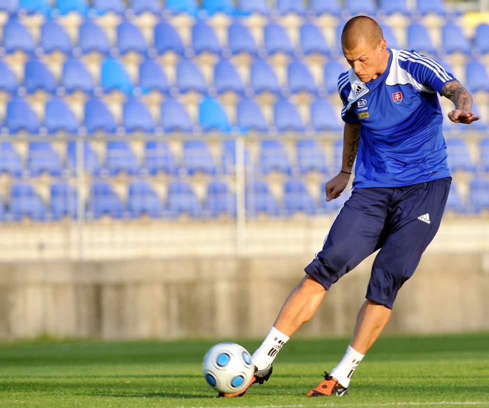 Martin Škrtel na tréninku slovenské reprezentace