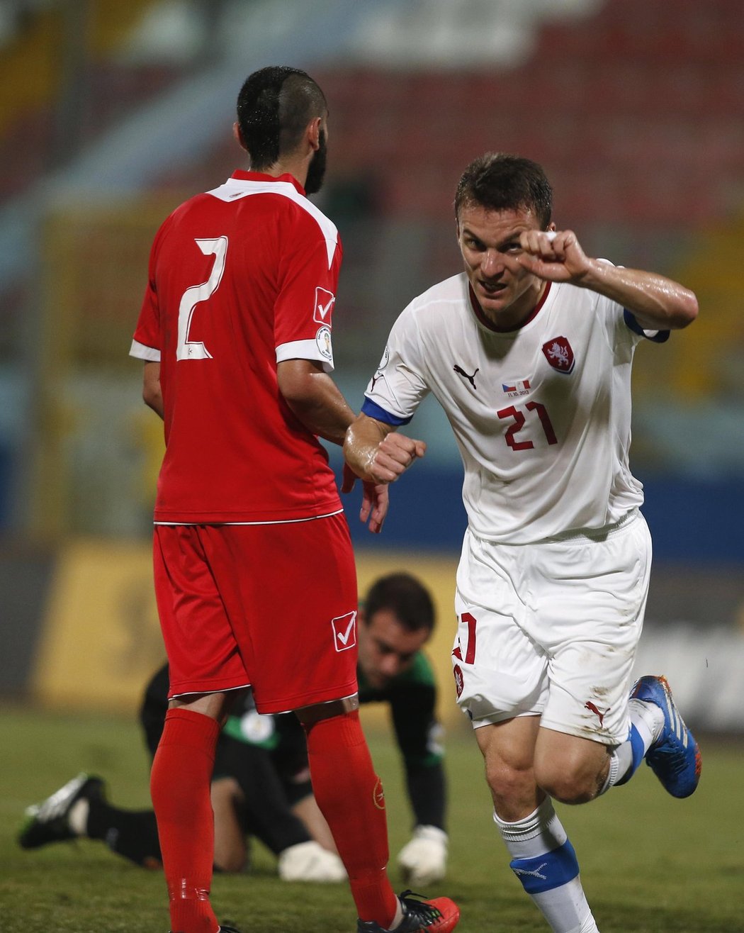 David Lafata na hřišti Malty nastoupil od začátku a vstřelil druhý gól českého týmu