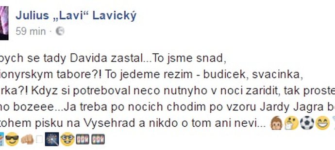 Julius Lavi Lavický se zastal na Facebooku Davida Limberského