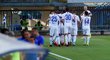 Fotbalisté Liberce oslavují druhou branku v utkání s Olomoucí