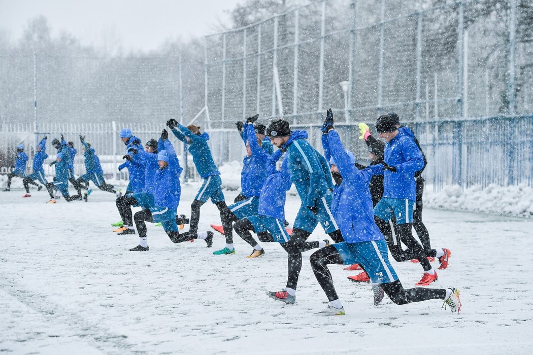 Fotbalisté týmu Liberce při prvním tréninku v roce 2018