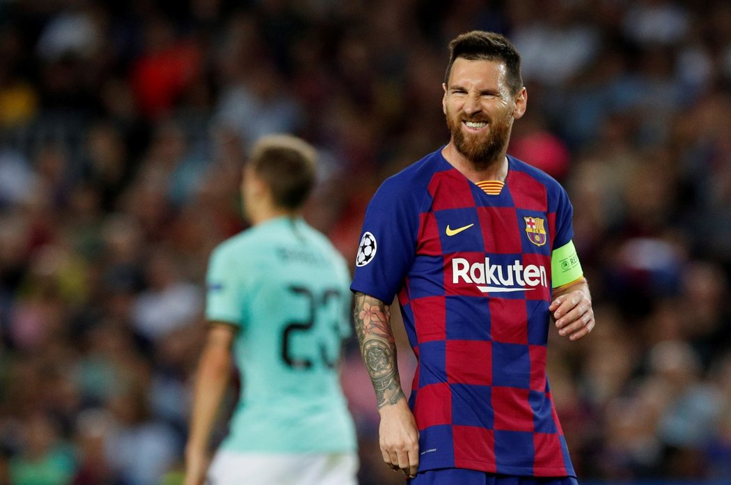 Lionel Messi během utkání Barcelony s Interem