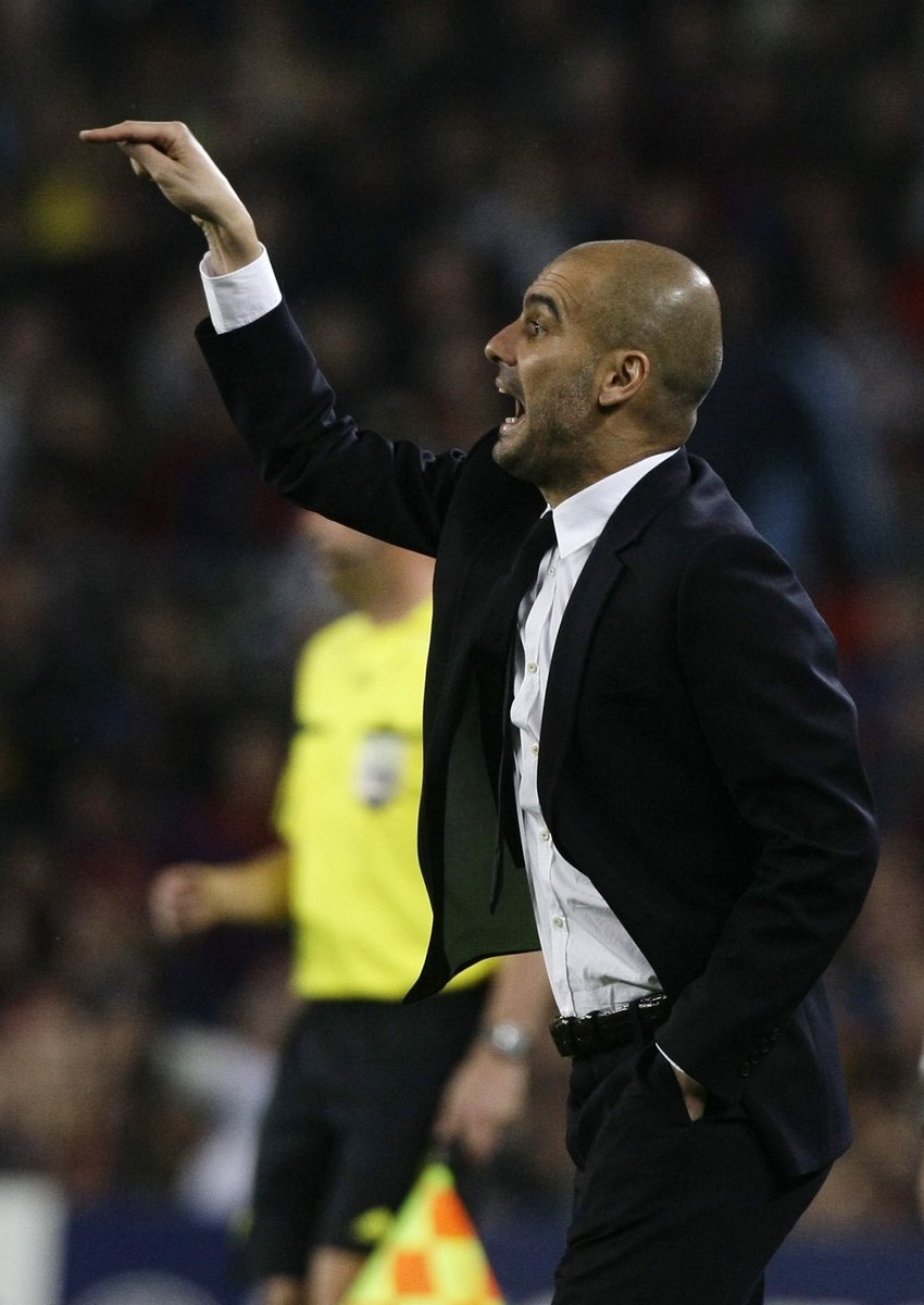 Pep Guardiola řídil Barcelonu v utkání o finále Ligy mistrů