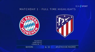 SESTŘIHY Ligy mistrů: Bayern zničil Atlético, Real prohrál se Šachtarem