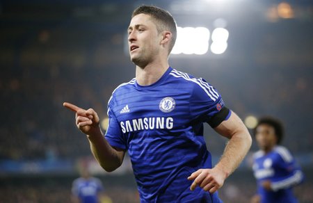 Gary Cahill se raduje z první branky utkání