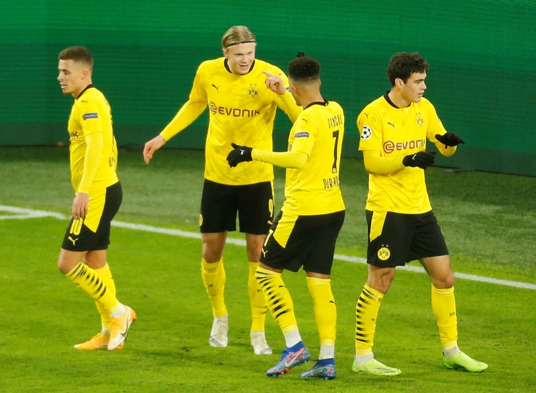 Norský útočník Dortmundu Erling Haaland vstřelil proti Bruggám první branku utkání