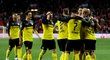 Radost hráčů Borussie Dortmund po brance do sítě Slavie