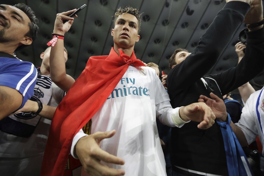 Cristiano Ronaldo po vítězném finále Ligy mistrů proti Liverpoolu