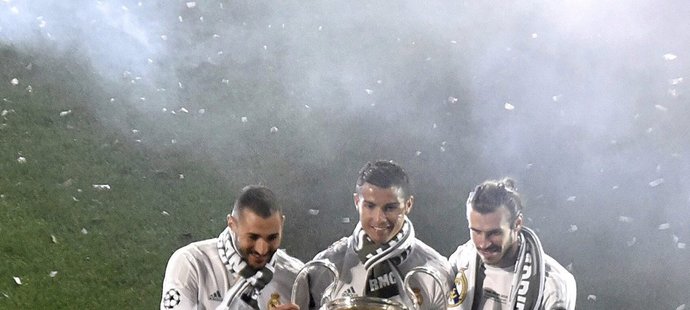 Ofenzivní komando Realu. Zleva Benzema, Ronaldo a Bale