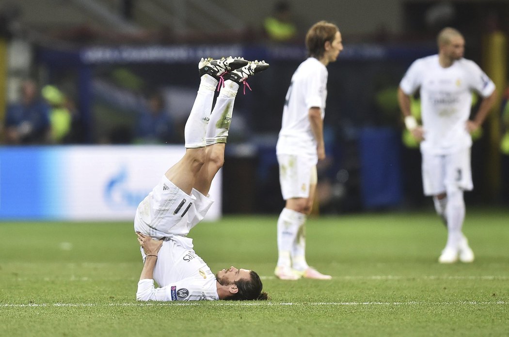 Gareth Bale z Realu Madrid a jeho strečink během finále Ligy mistrů.