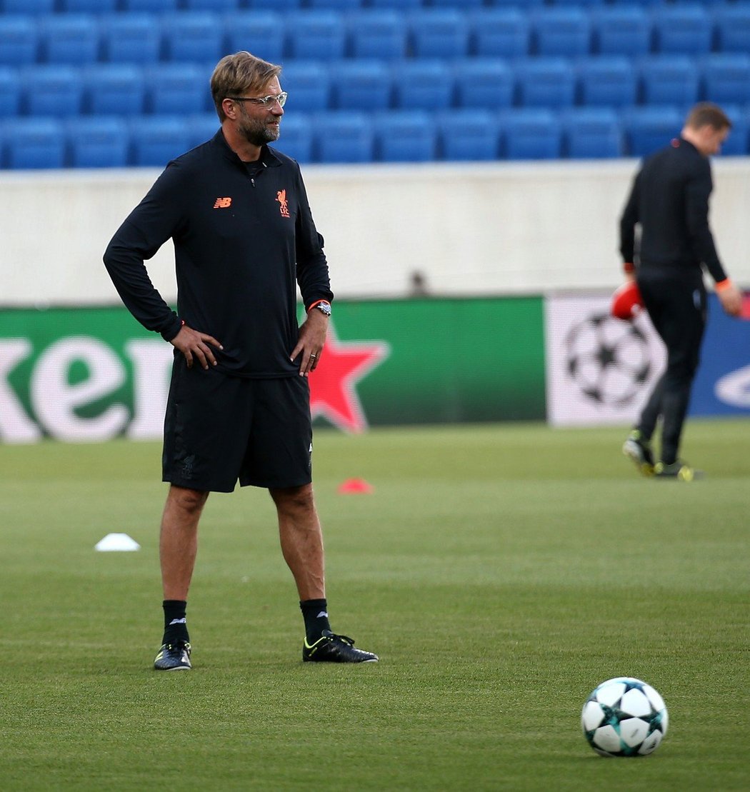 Jürgen Klopp na předzápasovém tréninku