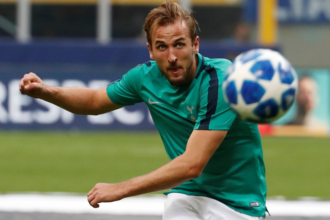 Harry Kane v akci před zápasem s Interem Milán