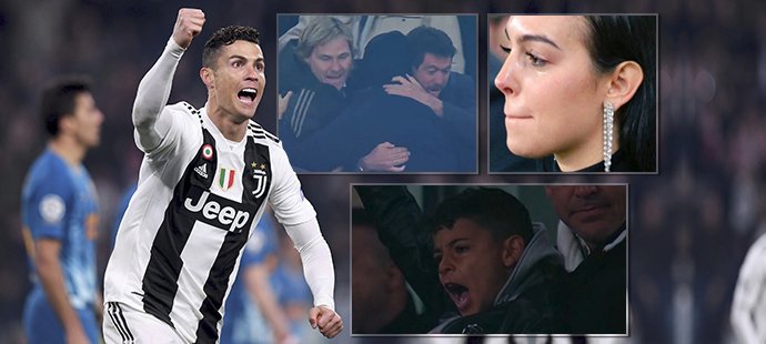 Cristiano Ronaldo srazil Atlétiko. Postup Juventusu si na tribuně užívali Pavel Nedvěd, Cristiano Junior i Georgina Rodriguezová