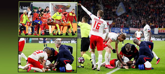 Obránce Lipska Nordi Mukiele utrpěl nepříjemné zranění v osmifinále Ligy mistrů s Tottenhamem