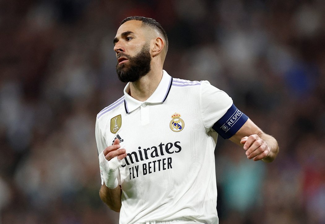 Karim Benzema během zápasu s Liverpoolem