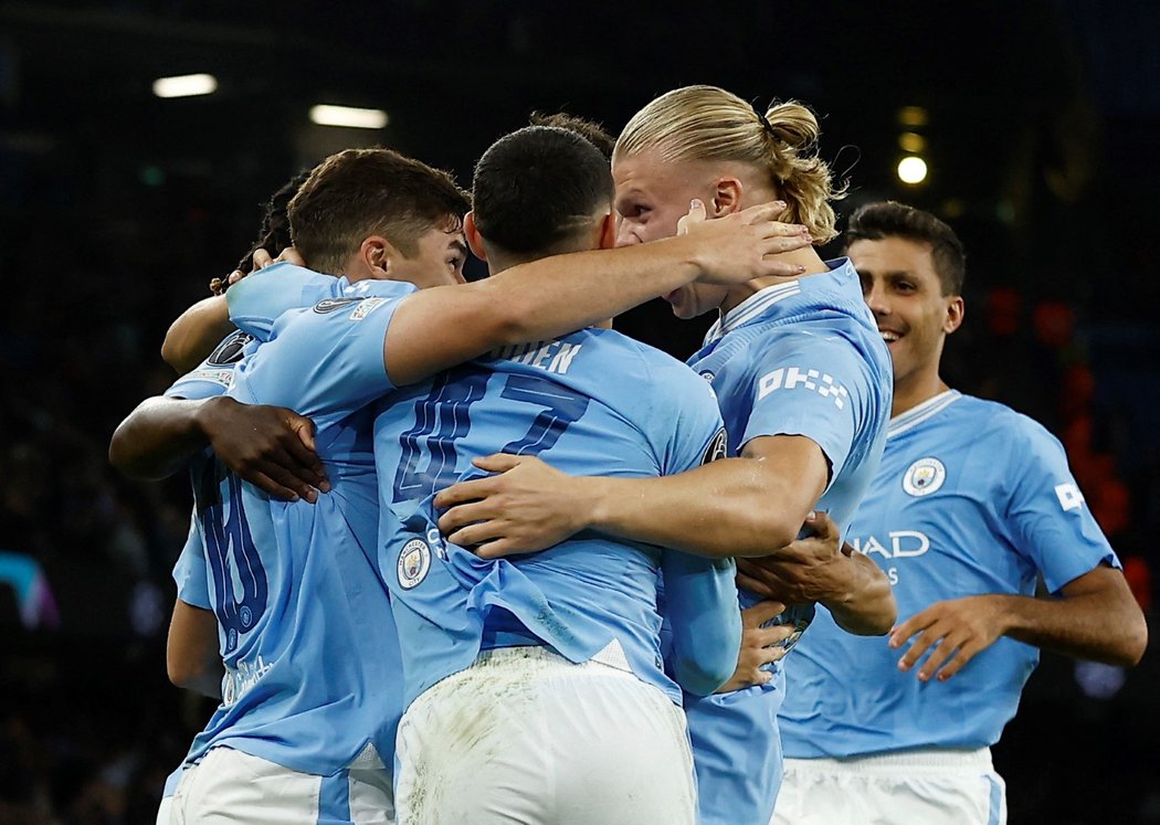 Manchester City slaví branku v Lize mistrů