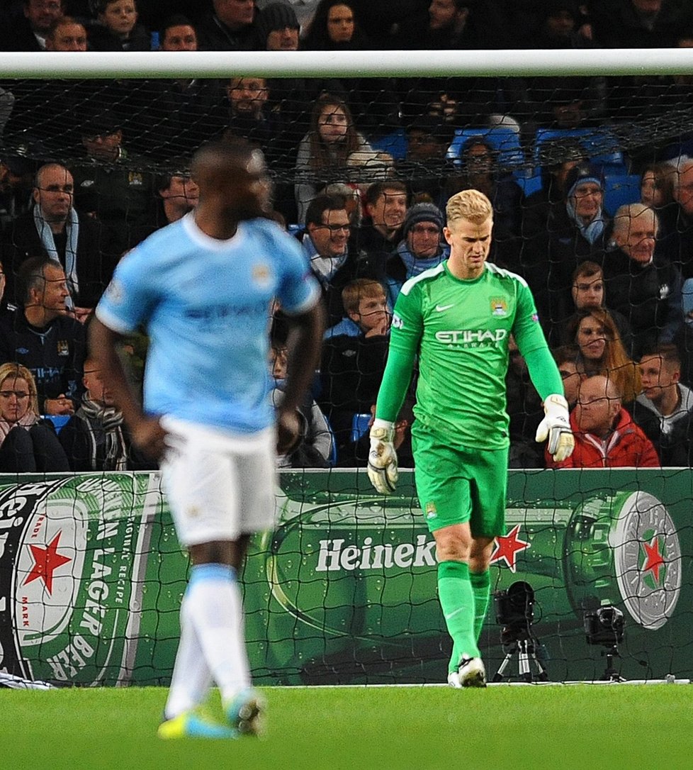 Naštvaný Joe Hart po inkasovaném gólu v zápase s Plzní