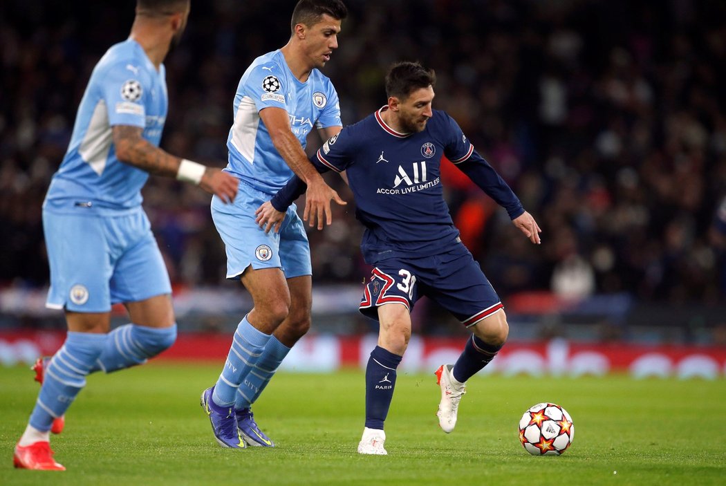 Lionel Messi v zápase na půde Manchesteru City