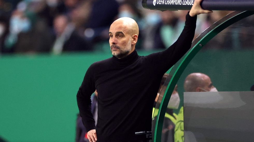 Trenér Manchesteru City Pep Guardiola během úvodního osmifinále Ligy mistrů proti Sportingu Lisabon