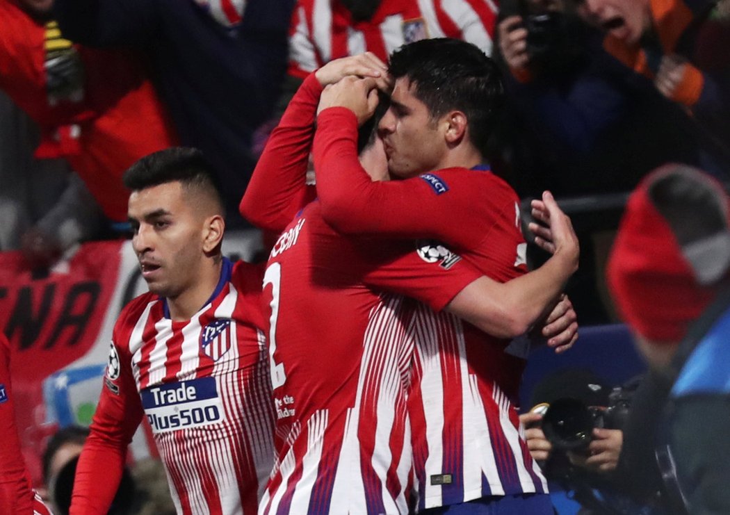 Alvaro Morata oslavuje vstřelenou branku Atlétika Madrid