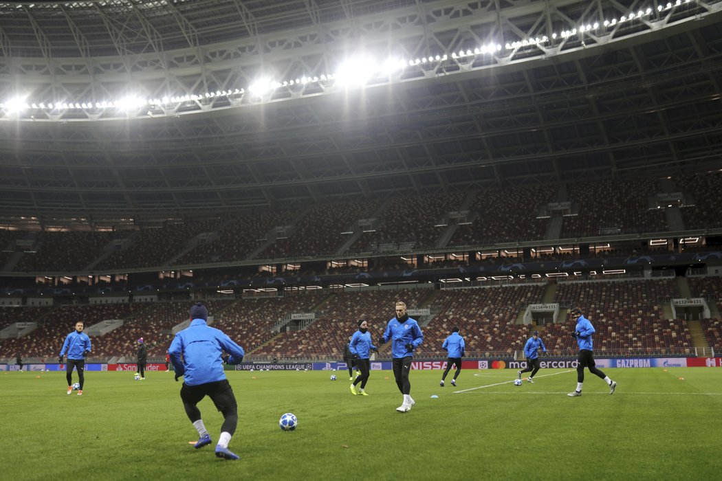 Fotbalisté Plzně na tréninku před duelem na  CSKA Moskva