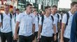 Plzeňští fotbalisté na letišti před odletem do Helsinek