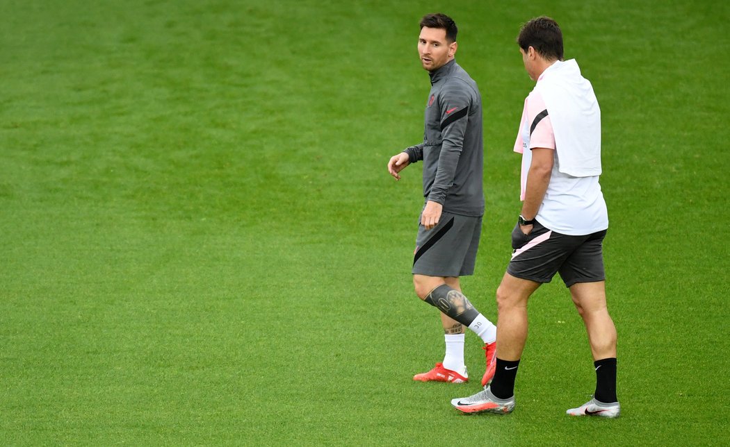 Lionel Messi na tréninku před debutem v Lize mistrů za PSG