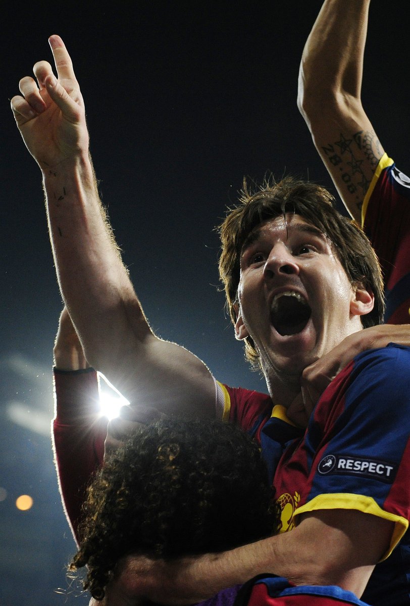 Lionel Messi slaví svůj gól do sítě Realu Madrid