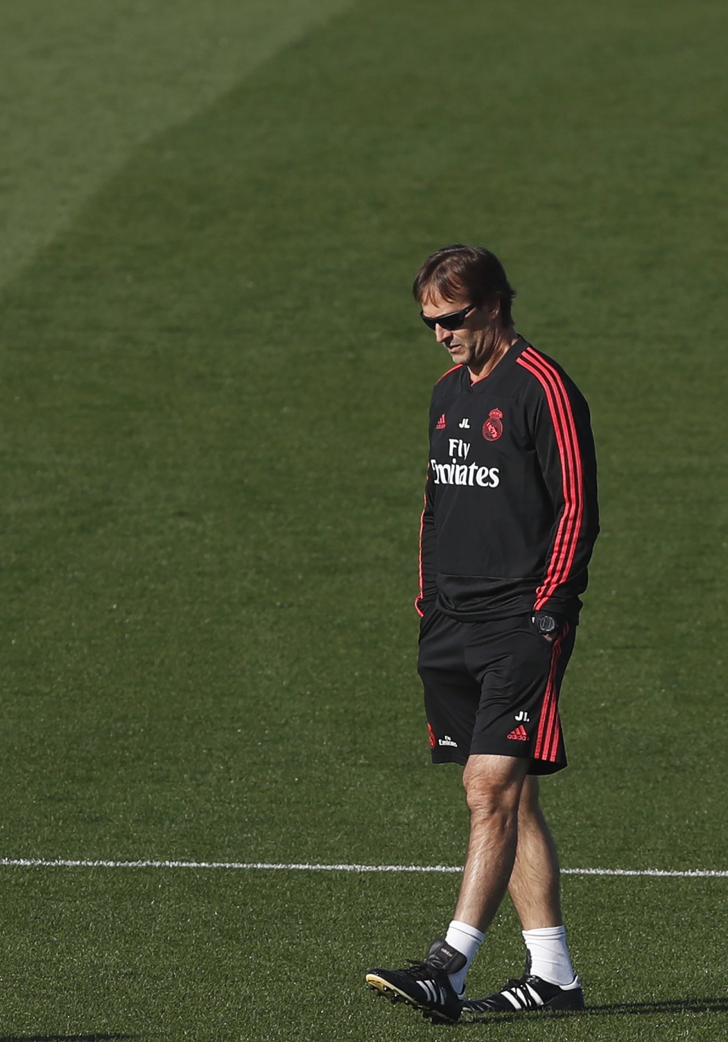 Julen Lopetegui na tréninku Realu Madrid před Plzní