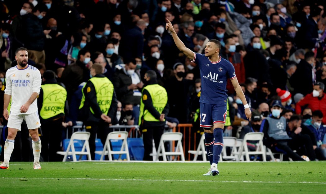 Kylian Mbappé poslal PSG do vedení v odvetě osmifinále Ligy mistrů proti Realu Madrid