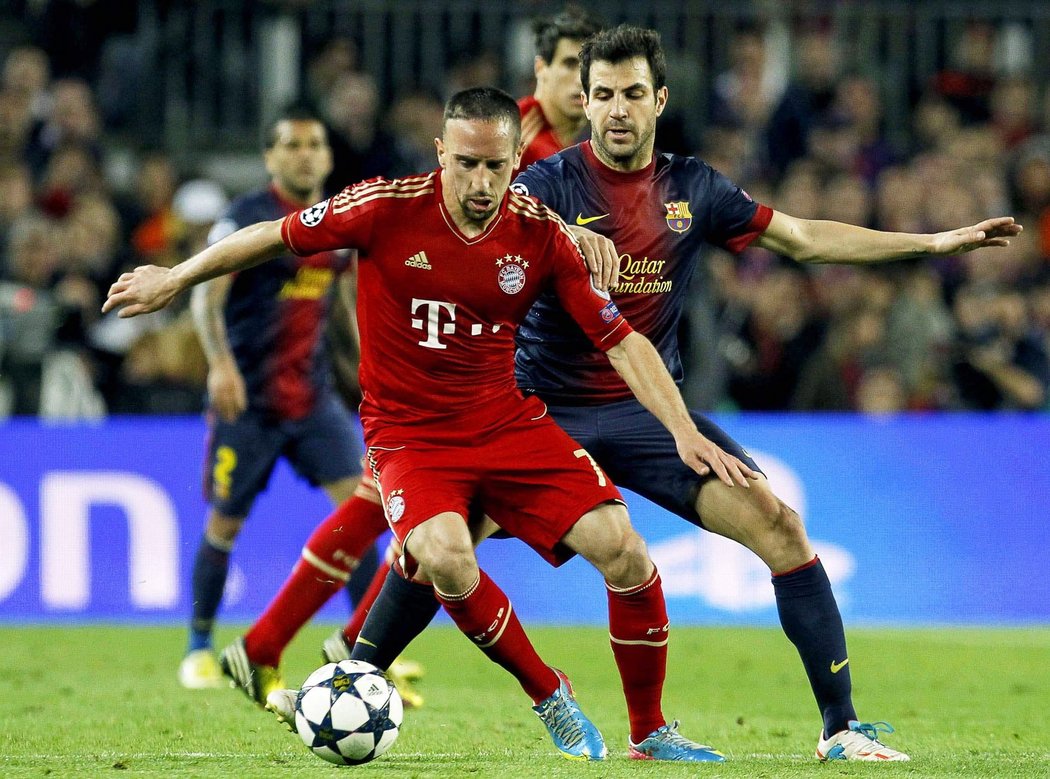 Franck Ribéry v dresu Bayernu v odvetě semifinále Ligy mistrů v Barceloně bojoval a dočkal se odměny. Po jeho centru si dal Piqué vlastní gól a bylo hotovo. Bayern slavil postup.