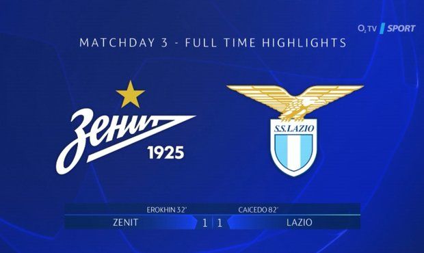 SESTŘIH: Zenit Petrohrad - Lazio 1:1. Bod hostům zachránil Caicedo