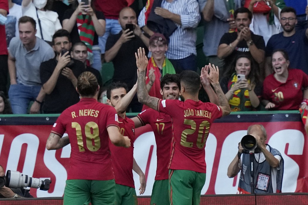 Portugalská radost po druhém gólu do české sítě