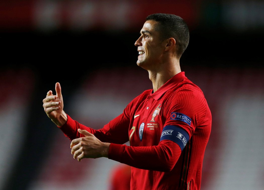 Cristiano Ronaldo při zápase Ligy národů mezi Portugalskem a Francií