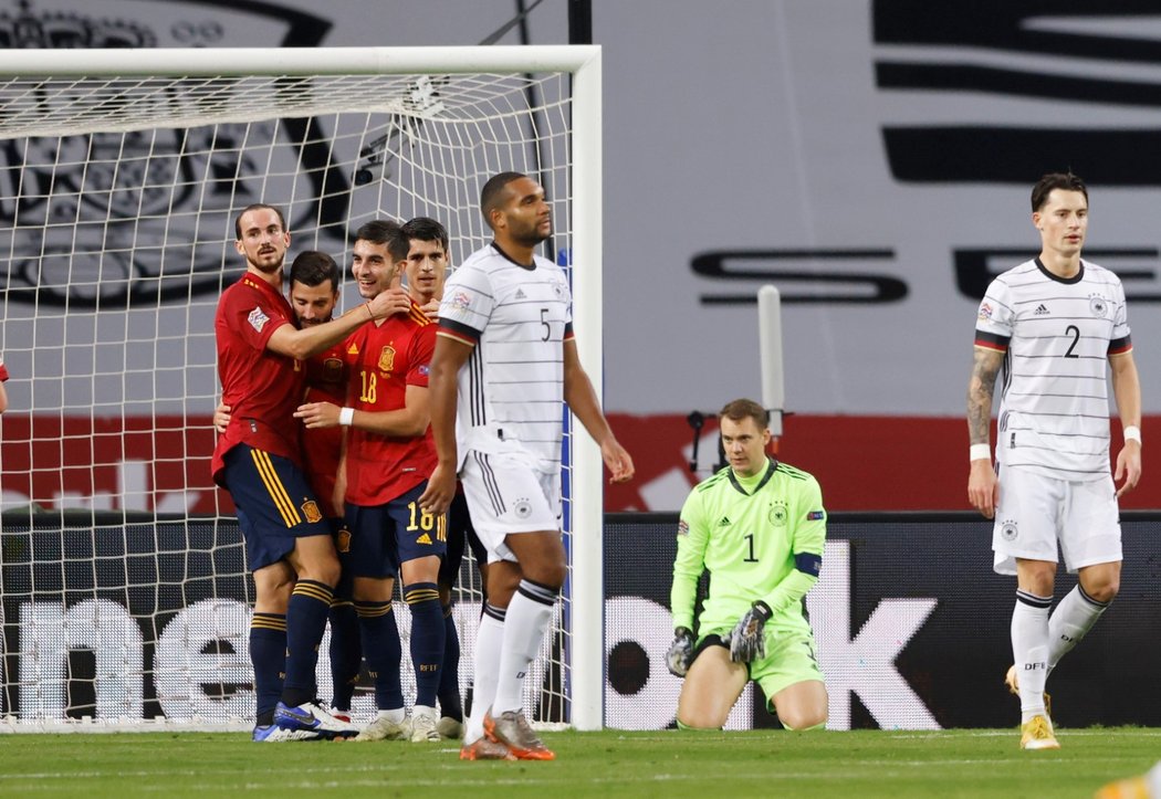 Fotbalisté Španělska deklasovali v Lize národů Německo 6:0