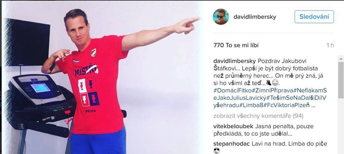 David Limberský na svém Instagramu reagoval na populární seriál Vyšehrad a hlavní postavu Julia Lavického
