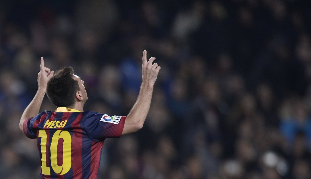 Lionel Messi a jeho tradiční oslava po vstřeleném gólu