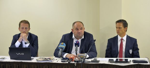 Tiskový mluvčí FAČR Ondřej Lípa vedle Miroslava Pelty Tiskový mluvčí FAČR Ondřej Lípa vedle Miroslava Pelty