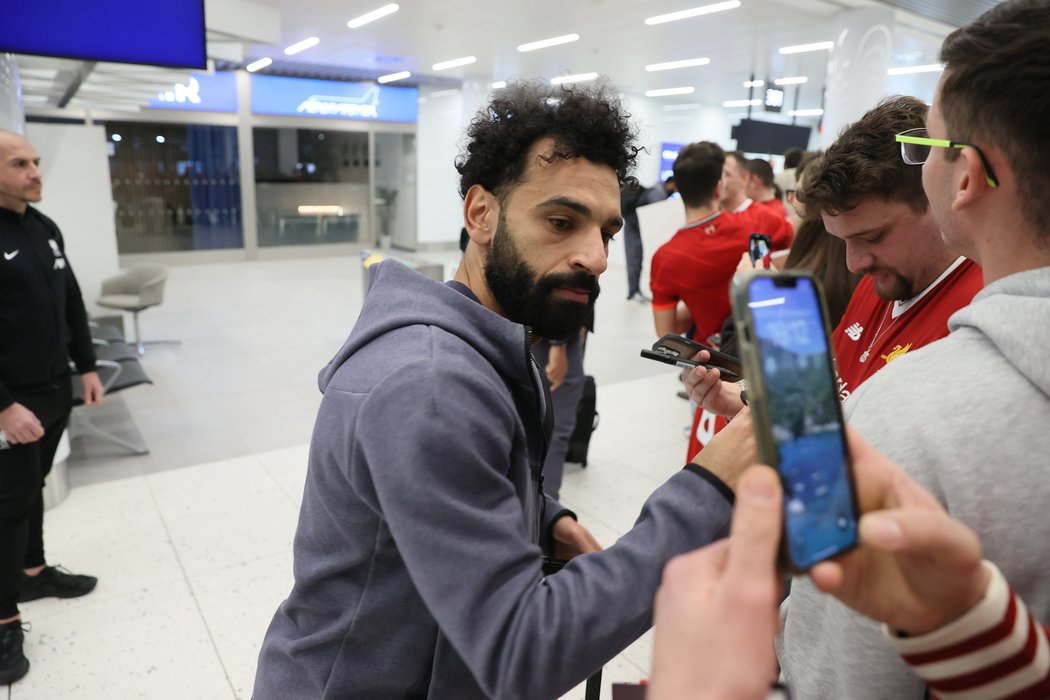 Mohamed Salah na pražském letišti
