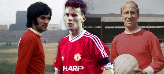 Trio nejlepších odchovanců Manchesteru United: George Best, Ryan Giggs a Bobby Charlton