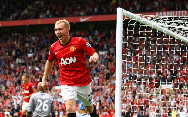 Paul Scholes v dresu Manchesteru United Paul Scholes v dresu Manchesteru United