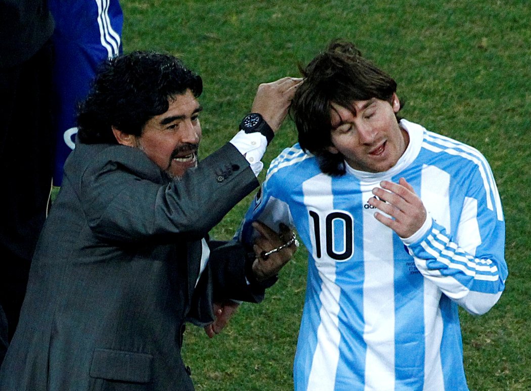 Dvě argentinské modly. Diego Maradona  a Lionel Messi