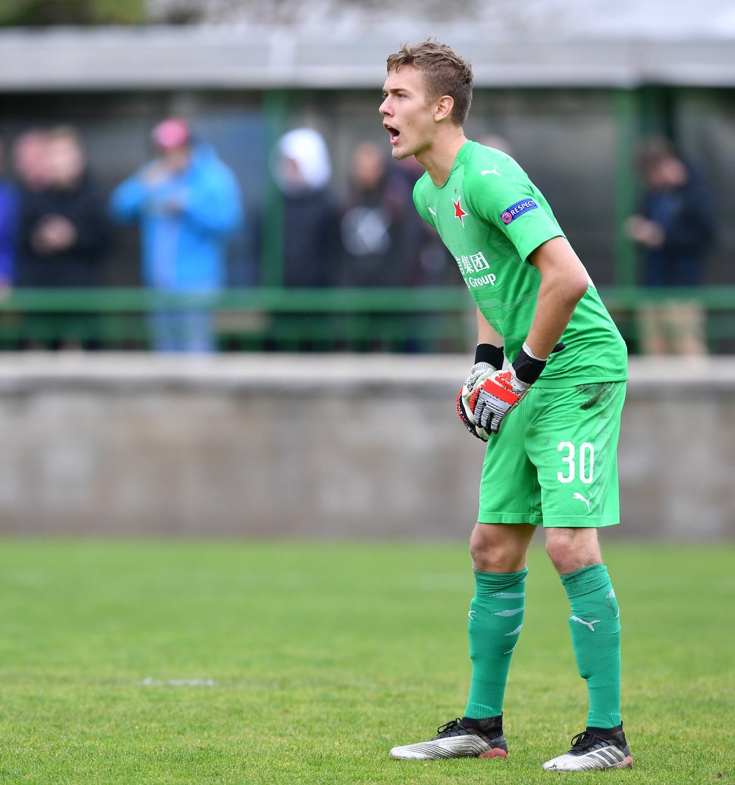 goalkeeper Jakub Markovic of Slavia Praha U19 looks on during the