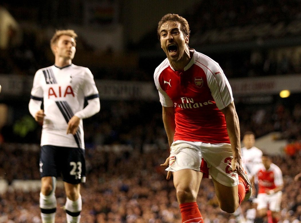 Mathieu Flamini slaví svoji trefu do sítě Tottenhamu