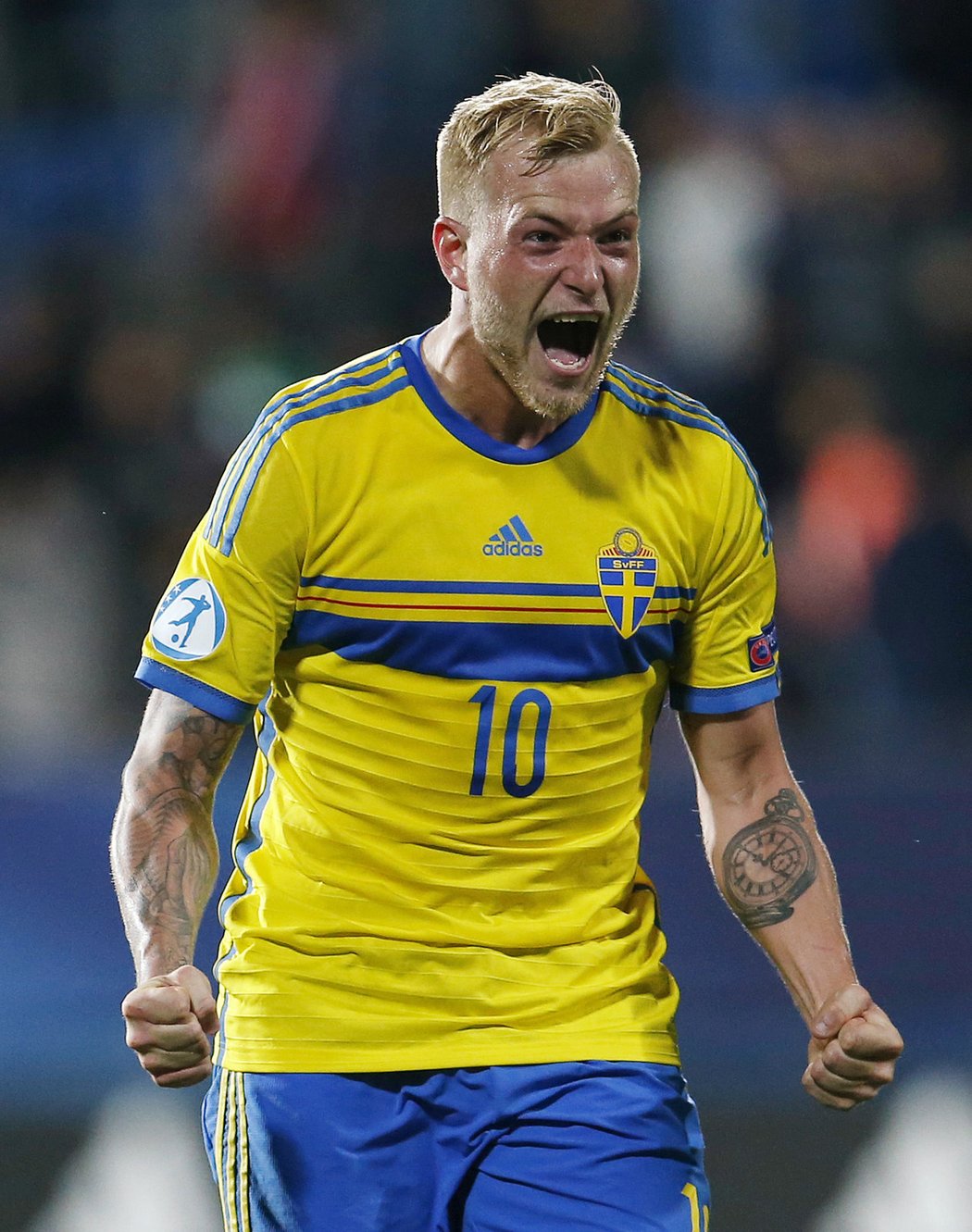 John Guidetti se raduje z postupu Švédska ze skupiny na ME do 21 let