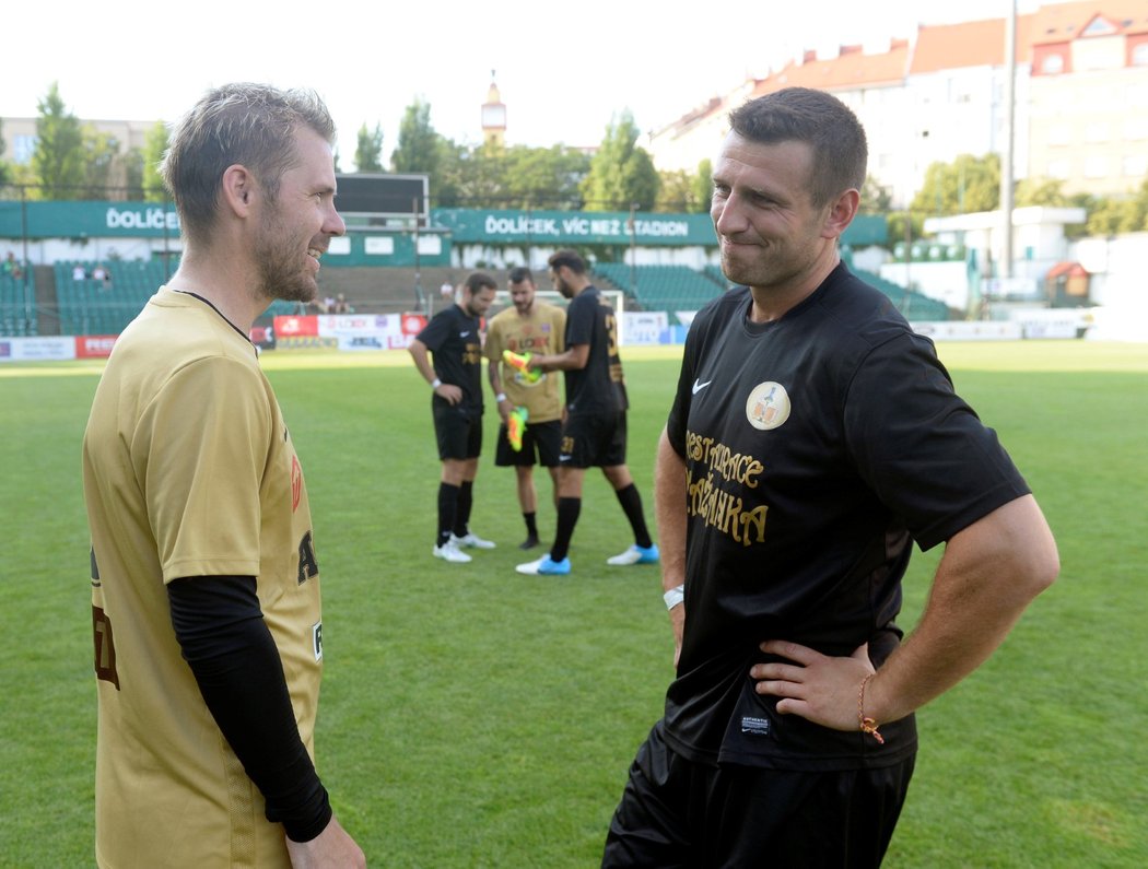 Jiří Tlustý se po utkání dal do řeči s jabloneckým záložníkem Tomášem Hübschmanem