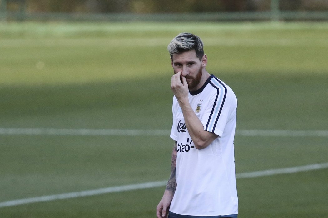 Lionel Messi na tréninku reprezentace Argentiny