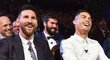 Lionel Messi a Cristiano Ronaldo na losování základních skupin Ligy mistrů