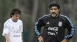 Diego Maradona a Messi na tréninku argentinské reprezentace